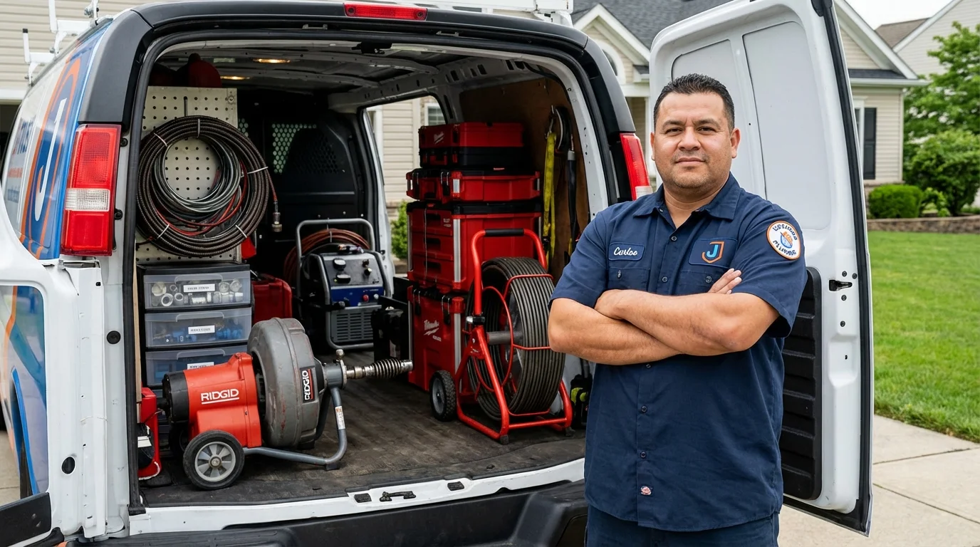 Professional drain cleaning equipment and Johns Plumbing LLC plumber in Hickory