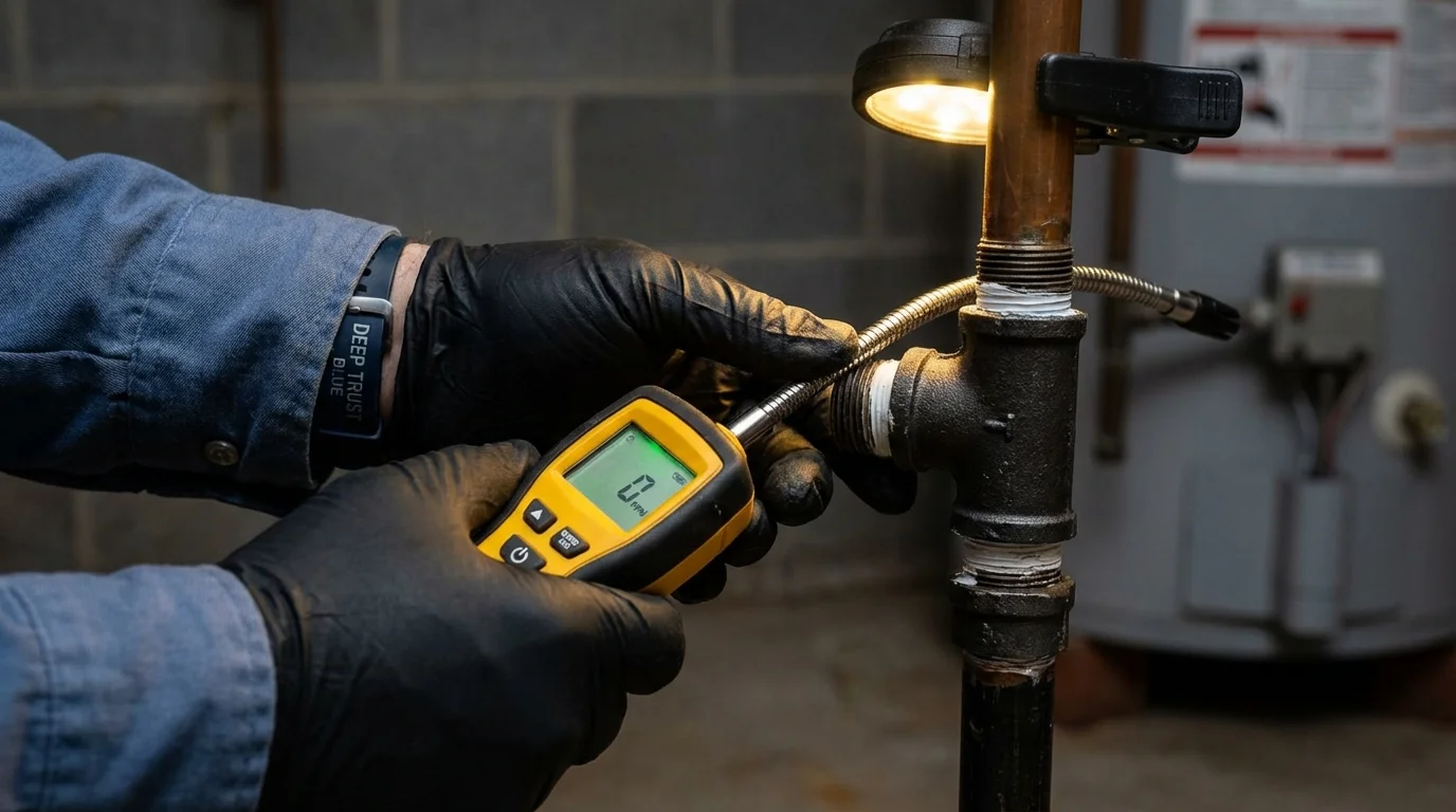 Gas leak detection with electronic sniffer by Johns Plumbing LLC in Hickory