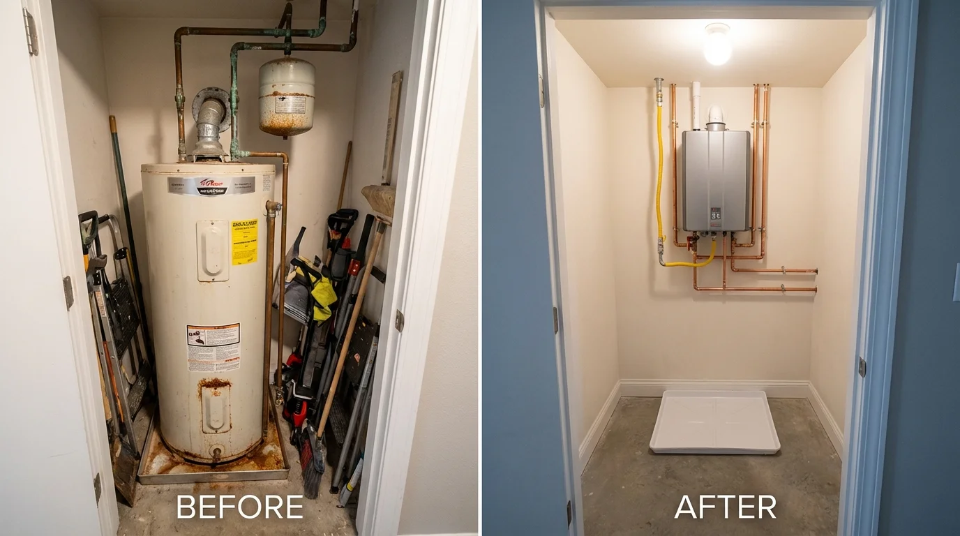 Tank water heater versus wall-mounted tankless unit comparison for Hickory, NC homeowners
